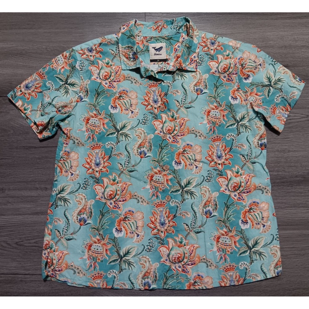 Yiume Women's Multi-Color Floral‎ Print Lightweight Hawaiian Shirt Size XL